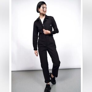 Wildfang Essential Long Sleeve High Waisted Coverall Black XS